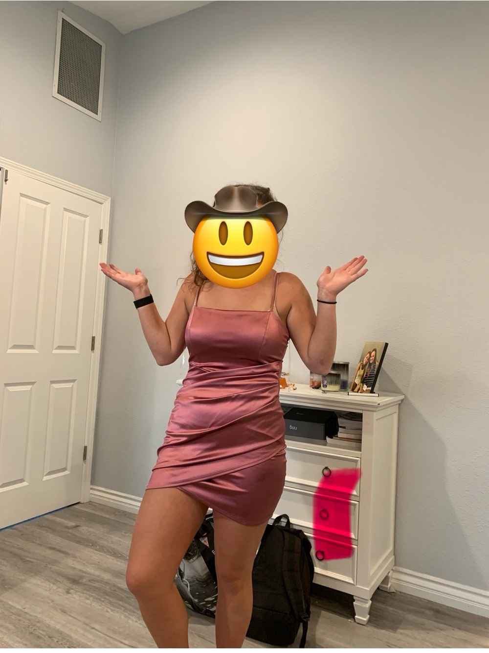 Satin Cowl Mini Dress in Dusty Rose